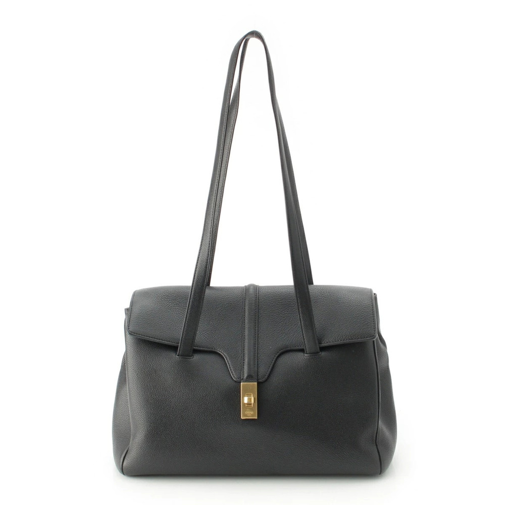 Celine Seize Leather Shoulder Bag Black